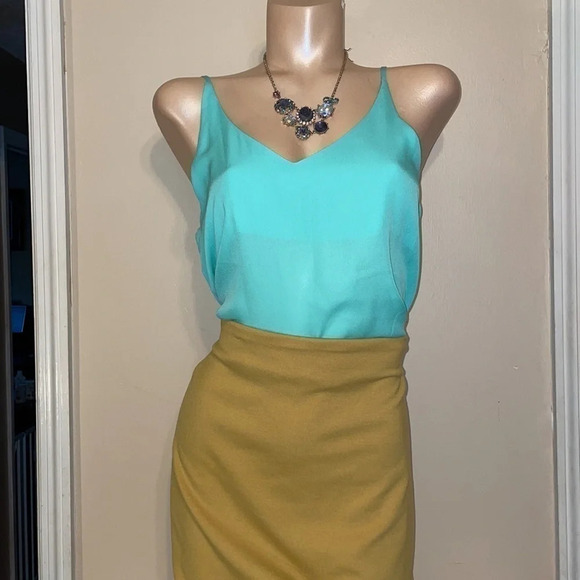 Shinestar womens Medium top shirt camisole vneck spaghetti strap layer aqua blue - Picture 1 of 6